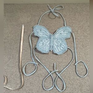 Denim butterfly tie top